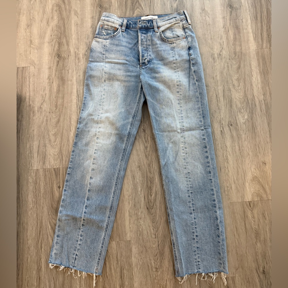 Denim Forum Light Blue Straight Leg Jeans